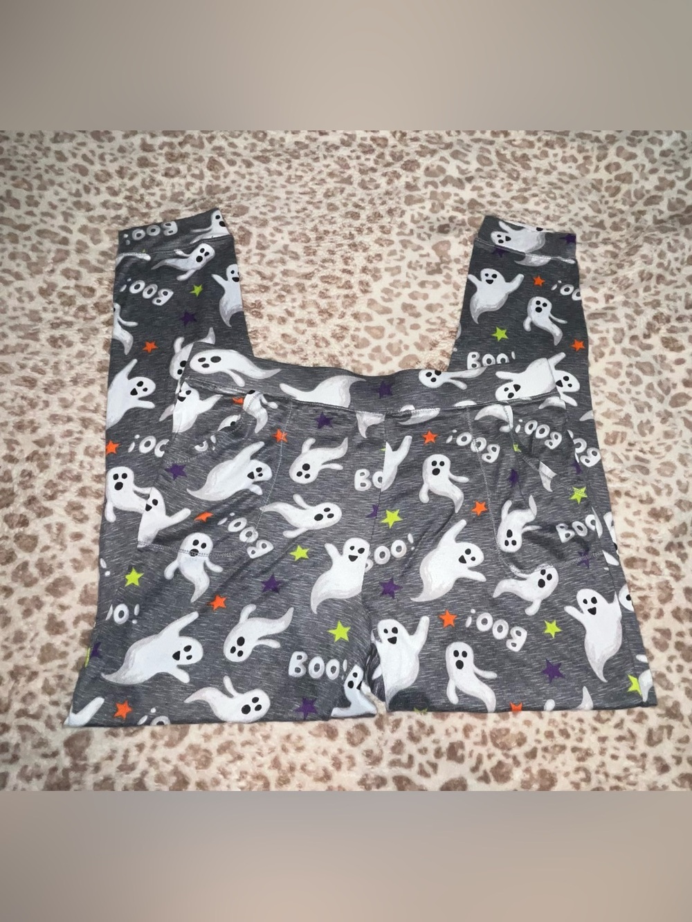 Ghost Print Gray Lounge Pjs - Halloween Theme